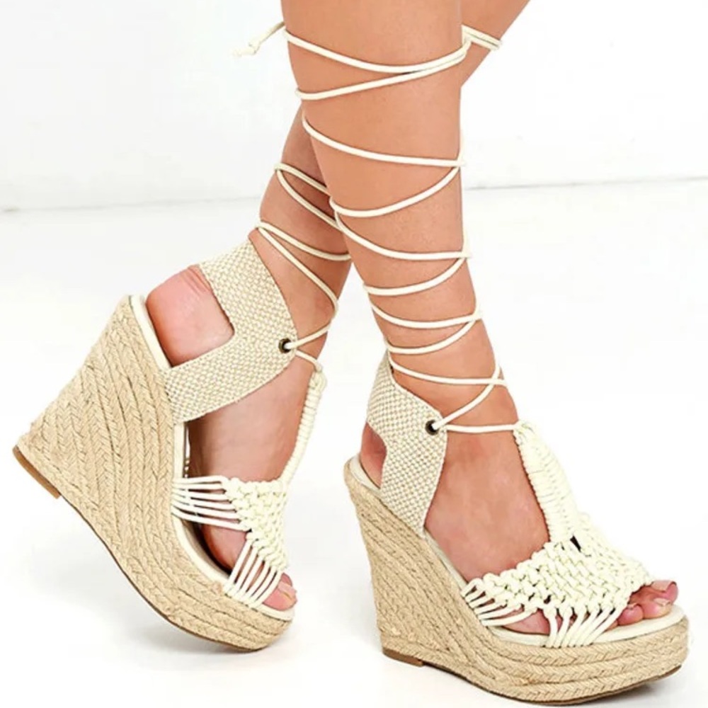 NWOT MIA Filipa Off-White Platform Espadrille Wedges